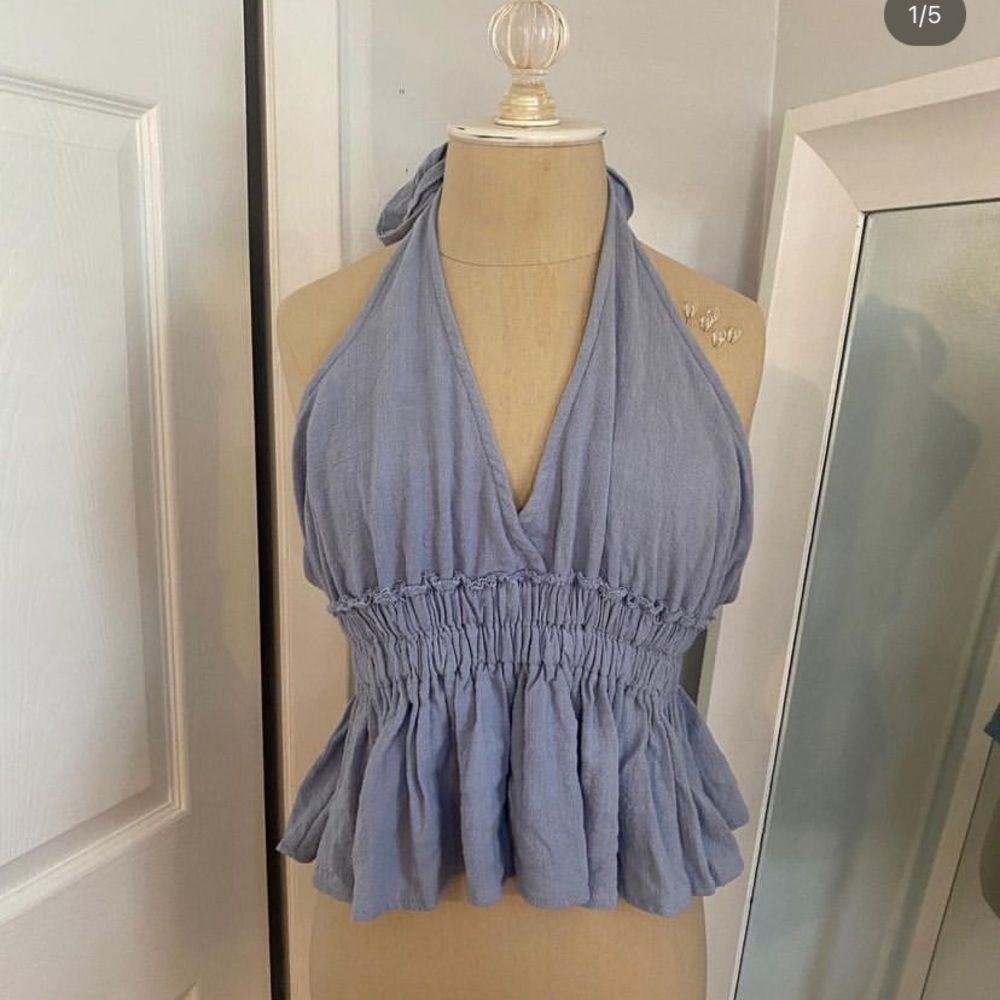 Blue tie top